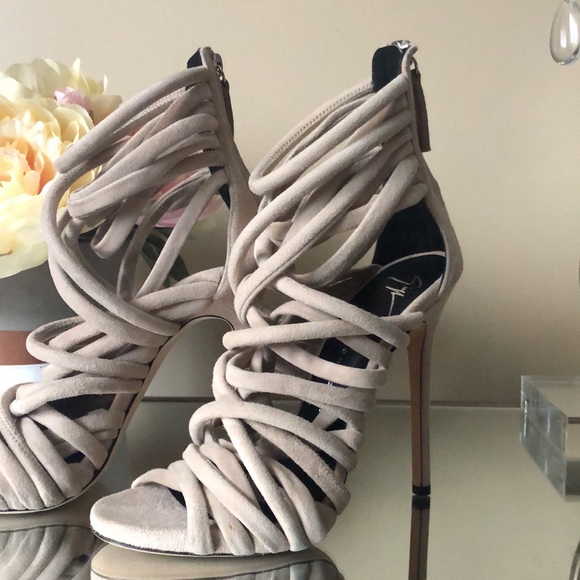 Brand New Giuseppe Zanotti Strappy Suede 110mm Sandals Heels Blush - Picture 5 of 12